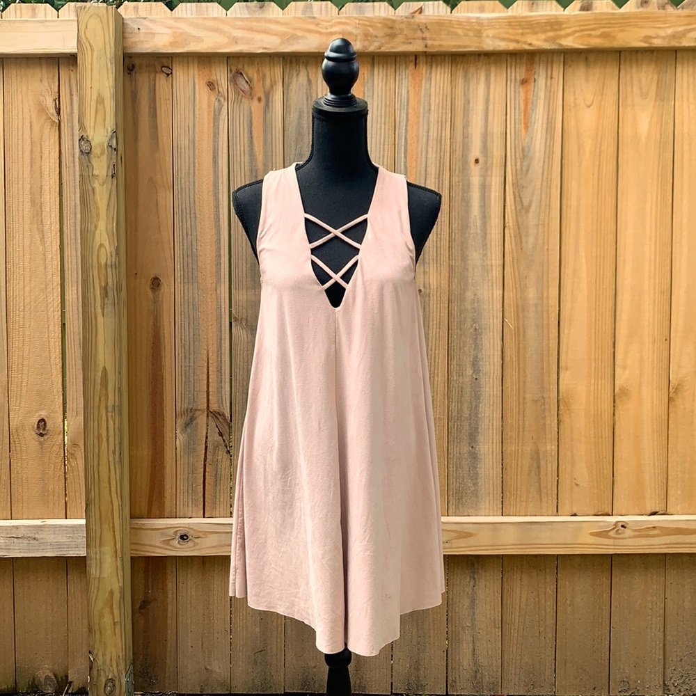 Beige Suede Mini Dress